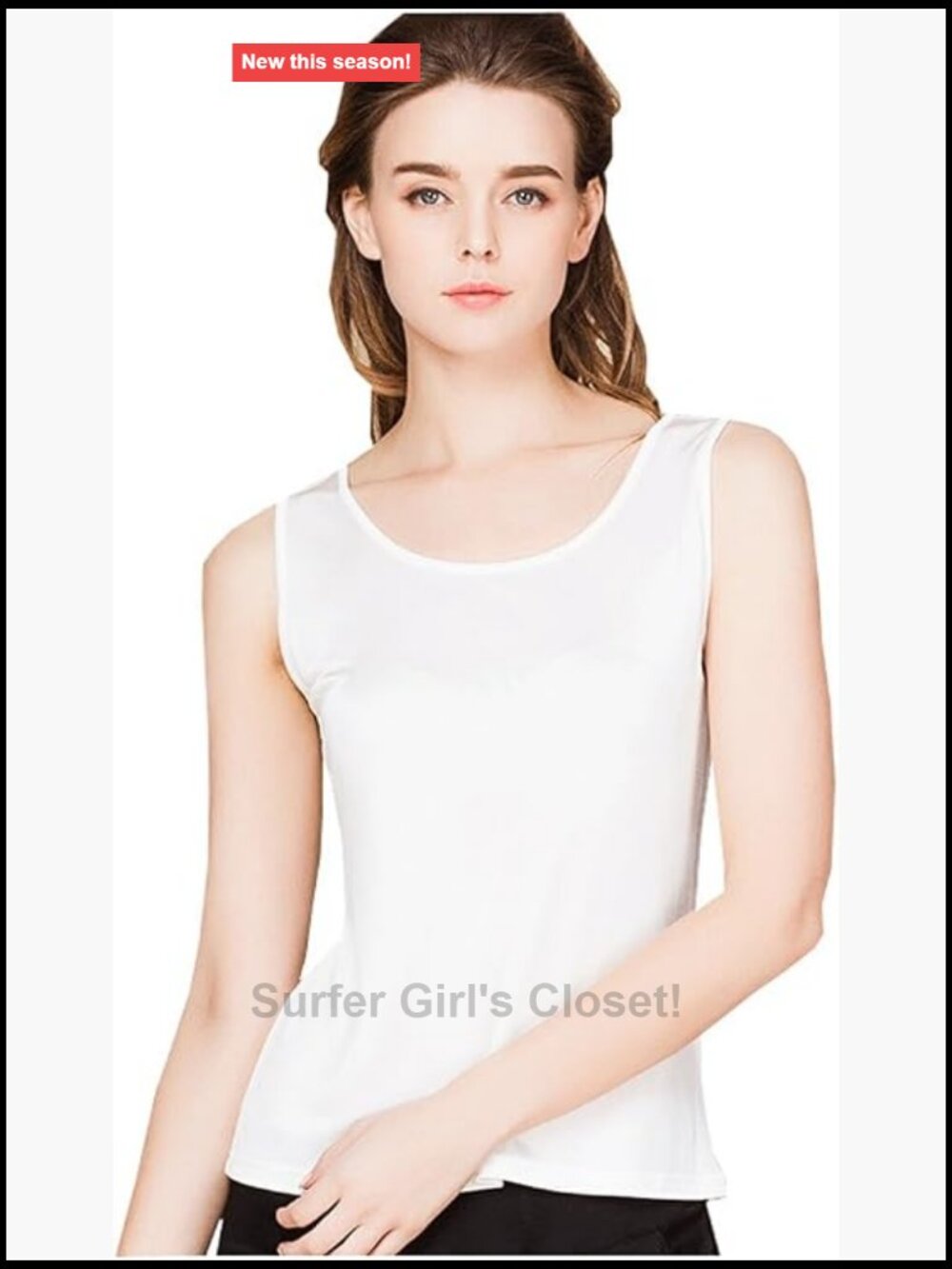 Luxury Mulberry Silk Tank Top Sleeveless Blouse Scoop Neck Stretch Silk Tee